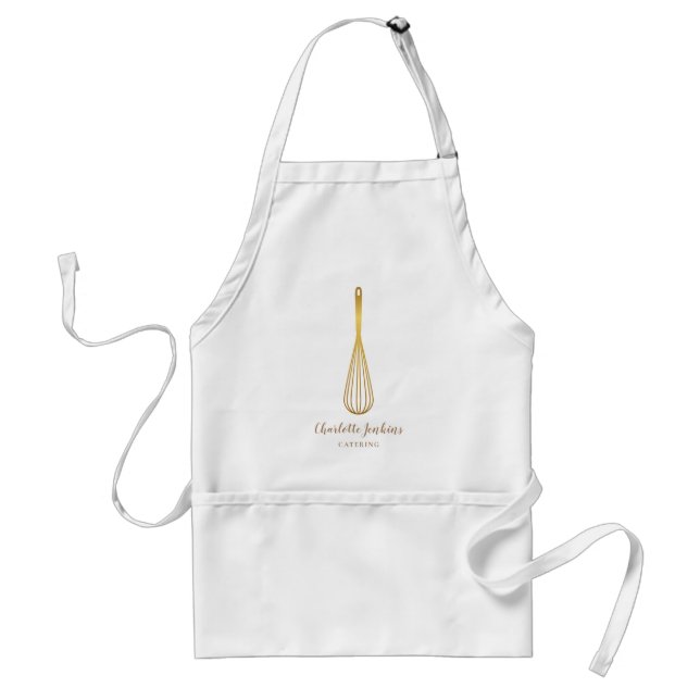 Delantal Panadería Gold Whisk Patisserie Marble Swirls (Frente)