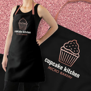 Delantal panadería moderna nombre rosa purpurina de oro per