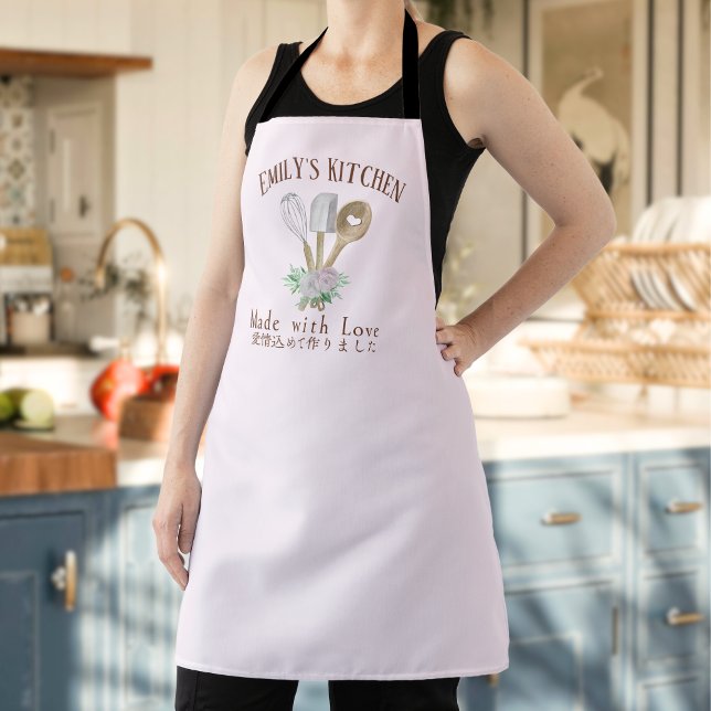 Delantal Panadería Pastoral Chef haciendo flor rosa Utensil (Personalized aprons for pastry chefs and bakers with elegant illustrations of baking utensils!)