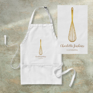 Delantal Panadería Salón de Té Gold Whisk Remolinos de Márm