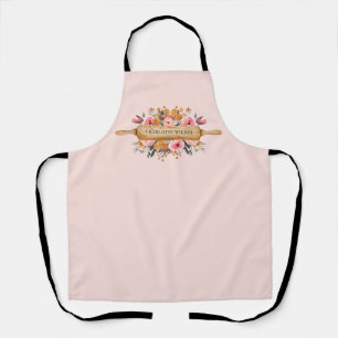 Delantal Panaderos Rolling Pin Floral Pink