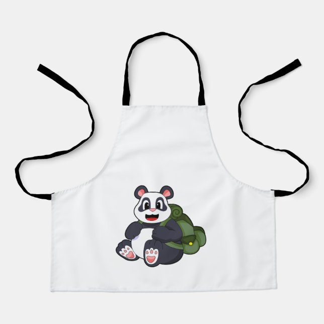 Delantal Panda as Hiker with Backpack (Anverso)