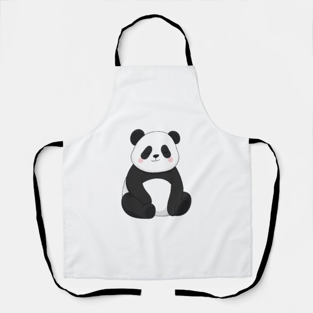 Delantal Panda blanco y negro Kawaii (Anverso)