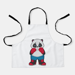 Delantal Panda como boxeador con guantes de boxeo