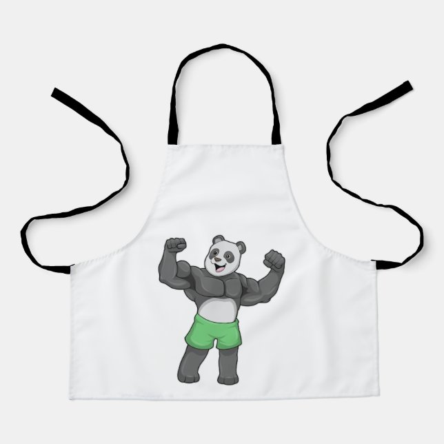 Delantal Panda como constructora de cuerpos en Bodybuilding (Anverso)