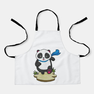 Delantal Panda como corredor con bufanda