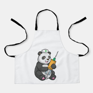 Delantal Panda como enfermera con jeringas
