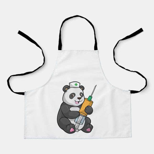 Delantal Panda como enfermera con jeringas (Anverso)