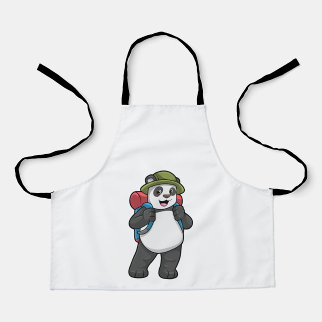 Delantal Panda como excursionista con mochila (Anverso)