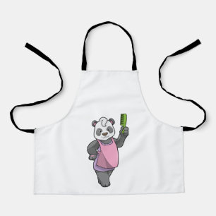 Delantal Panda como peluquero con comb