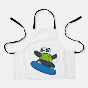 Delantal Panda como snowboard con snowboard