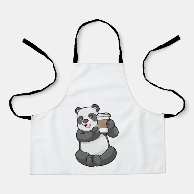 Delantal Panda con el café a ir (Anverso)