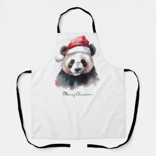 Delantal Panda de Navidad Holly Jolly, personalizado
