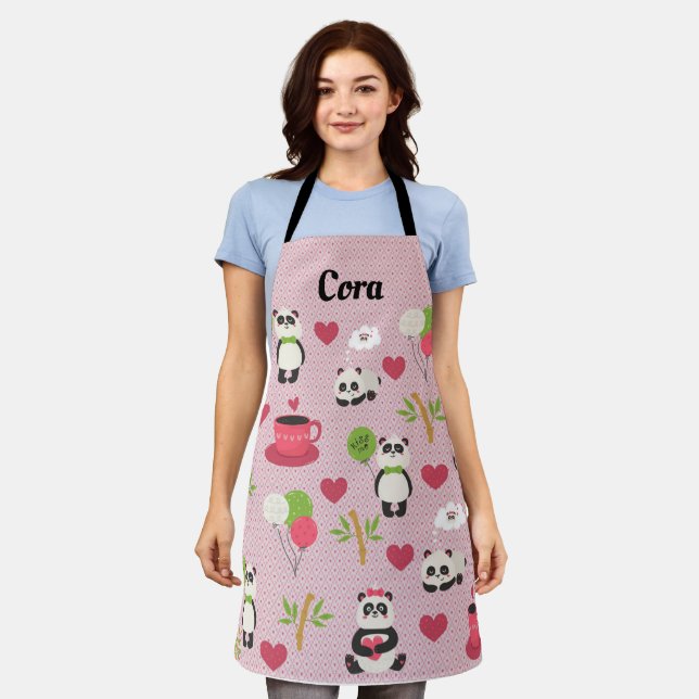 Delantal Panda Design Apron con corazones (Gastado)