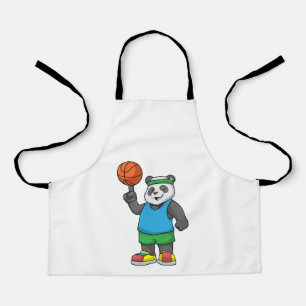 Delantal Panda en Deportes con Baloncesto