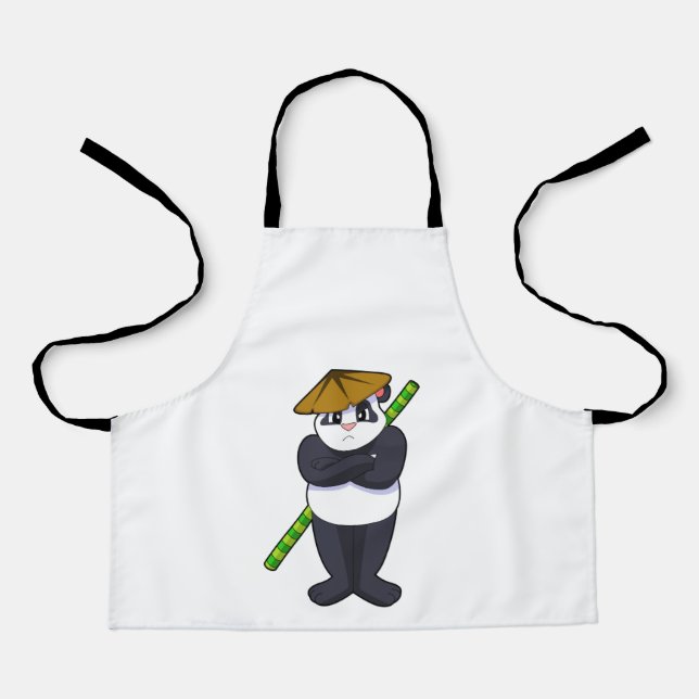 Delantal Panda en el Stick contra las artes marciales. (Anverso)
