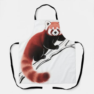 Delantal Panda Rojo Posado en Rama