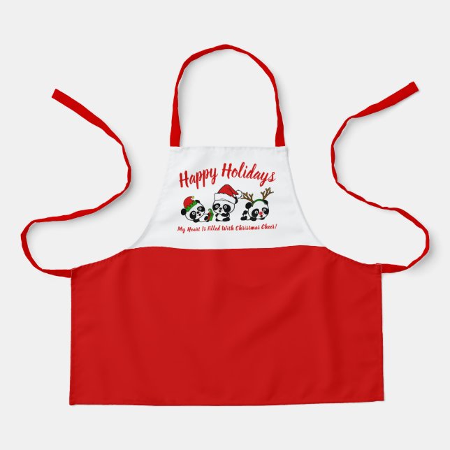 Delantal Pandas Navidades personalizados (Anverso)