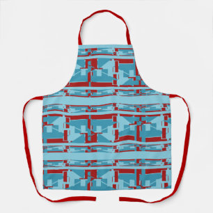Delantal Paneles mediterráneos de color turquesa rojo en Aq