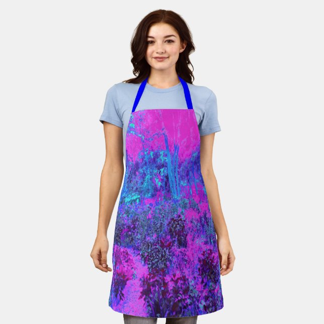 Delantal Panorama impresionista Trippy de rosa Caliente y A (Gastado)