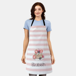 Delantal Panqueques, rayas rosadas Apron