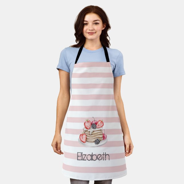 Delantal Panqueques, rayas rosadas Apron (Gastado)