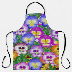 Delantal Pansies Allover Print Apron