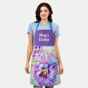 Delantal Pansies Moradas Flor Floral Navidad