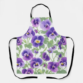Delantal Pansies púrpuras gráficas Pastel