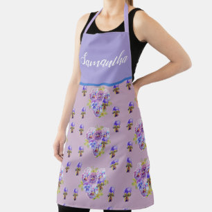 Delantal Pansy Floral Shabby Chic Lavender Purple Viola
