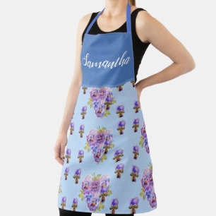 Delantal Pansy Purple Shabby Chic Blue Polka Dot Viola