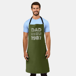 Delantal Papá Año Personalizado Grill Master BBQ Ejército V
