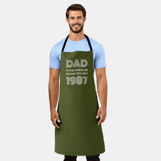 Delantal Papá Año Personalizado Grill Master BBQ Ejército V (Gastado)