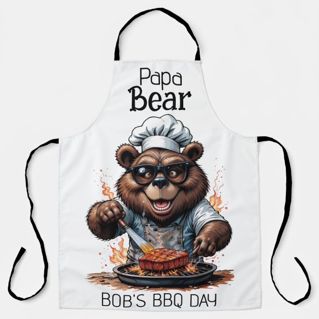Delantal Papa Bear Chef Barbecue Day (Anverso)
