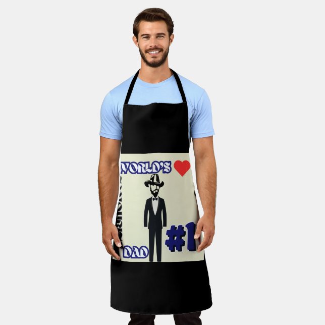 Delantal Papá favorito del mundo #1 Apron Adulto Negro (Gastado)