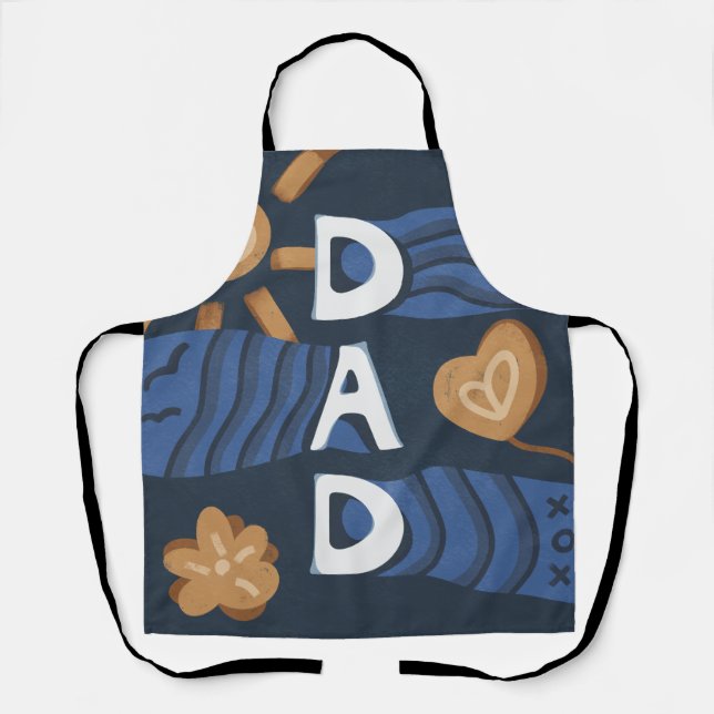 Delantal Papá - Feliz Día del Padre Azul de la Marina (Anverso)