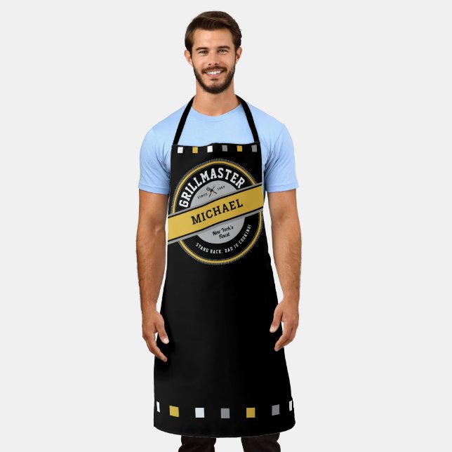 Delantal Papá Grill Master Apron Black (Gastado)