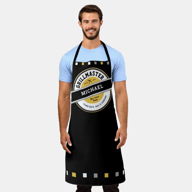 Delantal Papá Grill Master Apron Black (Gastado)