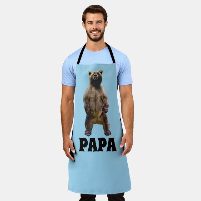 DELANTAL PAPA GRIZZLY BEAR DAD FUNNY GRILLOUT APRON (Gastado)