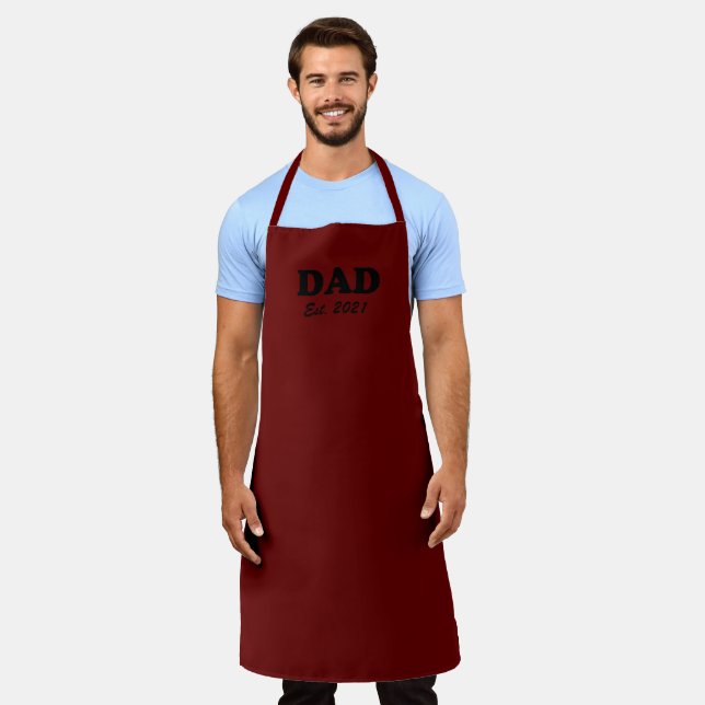 Delantal Papá marrón Personalizado Fecha establecida sólido (Gastado)