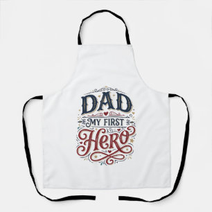 Delantal Papá Mi Primer Héroe Camiseta Tipografía Vintage_1