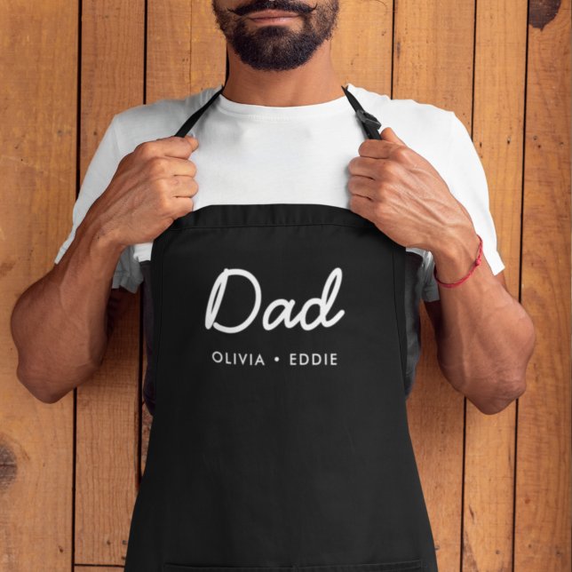 Delantal Papá moderno | Kids Names Father's Day Script (Subido por el creador)