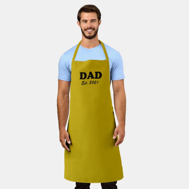 Delantal Papá mostaza Personalizado amarillo Est date grill (Gastado)