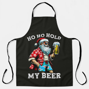 Delantal Papá Noel divertido con gafas de sol y cerveza de 