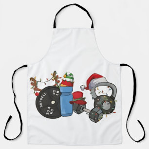 Delantal Papá Noel divertido levantando pesas Mancuernas Gi