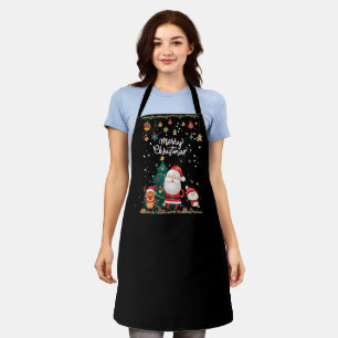 Delantal Papá Noel divertido, muñeco de nieve, reno Feliz N