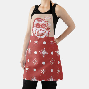 Delantal Papá Noel Divertido Retro Rojo Rosa Navidad