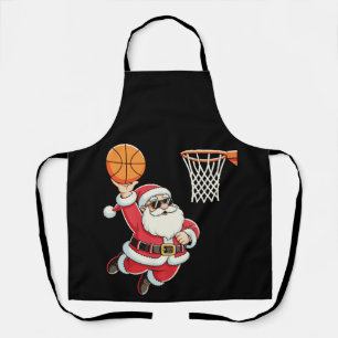 Delantal Papá Noel haciendo un mate de baloncesto Navidad X