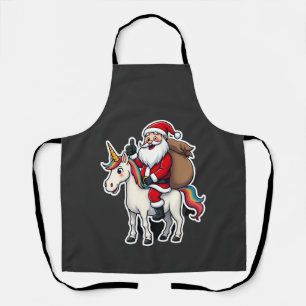 Delantal Papá Noel montando un Unicornio de Navidad - Camis