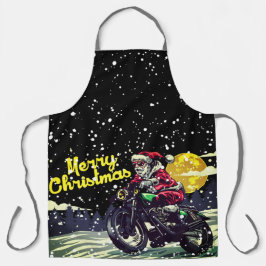 Delantal Papá Noel Motero Divertido Feliz Navidad